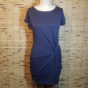 Blue T Shirt Knot Front Dress Medium